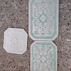 Vintage White and Green Decorative Hotpads